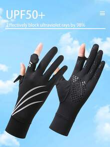 1 Pair Fingerless Sunscreen Gloves, Striped Anti-Slip Touchscreen Gloves For Cycling, Outdoor, Shopping, Sports In Summer - A - View 12