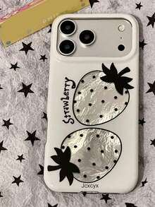Fashionable Laser Glacier Strawberry Pattern Phone Case Suitable For IPhone 17 Pro Max, 17 Pro, 17, 16 Pro Max, 16 Pro, 16, 15 Pro Max, 15 Pro, 14 Pro Max, 14 Pro, 13, Aesthetic Anti-Drop Back Cover - White - View 5