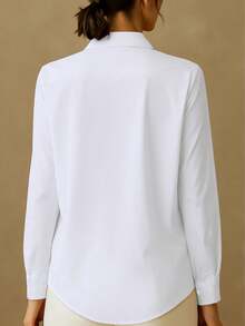 New Arrival Fashion Women's Casual Versatile Faux Pearl & Button Embellished Blouse White - White - View 2