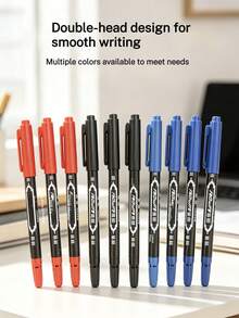 Small Double-Ended Marker, Waterproof, Oil-Proof, Fade-Resistant, Oil-Based Lining, Quick-Drying, Non-Fading, Dual-Tip, Multi-Color Pen, Large-Head Marker For Construction Edging, Fine-Tip Marker, Logistics Marker - Sets - View 7