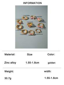 imoli 10pcs/Set Fashion Creative Geometric Bow Heart Rhinestone Knuckle Rings Set, Suitable For Women Stacking, Party Jewelry - Multicolor - View 12