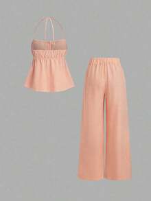 Sweetro Conjunto de dos piezas para mujer para uso diario - Naranja - Ver 2