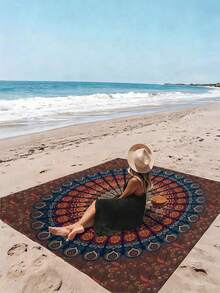 1pc Brown Mandala Extra Large Quick-Dry Beach Blanket, Suitable For 1-3 Adults - Lightweight, Durable Polyester Fabric - Perfect For Travel, Camping, Hiking And Leisure Beach Time, Beach Mat, Picnic Blanket, Camping Ground Cover - Brown Mandala - View 6