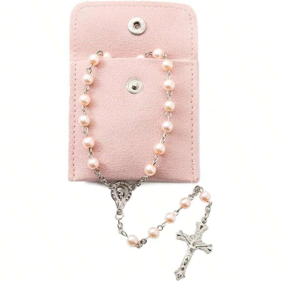 Rosary Beads Catholic For Women - Rosary Necklace Artificial Pearls, Solid Colored Simple Style Rosary Beads, Gifts For Women - 粉色 - 查看 1