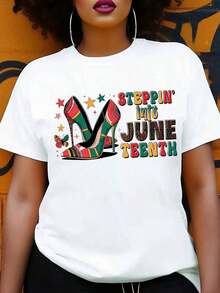 Mes del Orgullo Afroamericano: Celebrando el Juneteenth con Estilos Modernos y Versátiles para Primavera y Verano. Camisetas Divertidas para Mujer, Camiseta Elegante de Primavera/Verano para Mujer, Cuello Redondo, Camiseta para Uso Diario, Es un Hermoso Regalo, Ropa Elegante para Damas, blusas para mujer, Camisetas con Estampados Gráficos de Verano para Mujer, Camiseta Casual para Mujer, Manga Corta y Cuello Redondo, Moda Urbana Local de Primavera/Verano. - Blanco - Ver 1