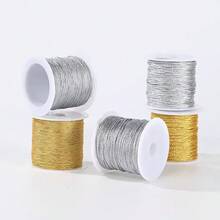 Cuerda trenzada de hilo de oro y plata, línea de hilo de oro, línea envuelta en borlas, material de cordón hecho a mano con cuentas, cuerda de collar de colgante, adecuada para la fabricación de joyas, collares, cuentas y manualidades, no elástica - Hilos de oro y plata - Ver 6