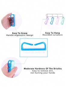 1/4pcs Plastic Multi-Color Nail Brush, Hand Cleaning Brush, Nail Care Soft Bristle Cleaning Tool - Multicolor - View 8