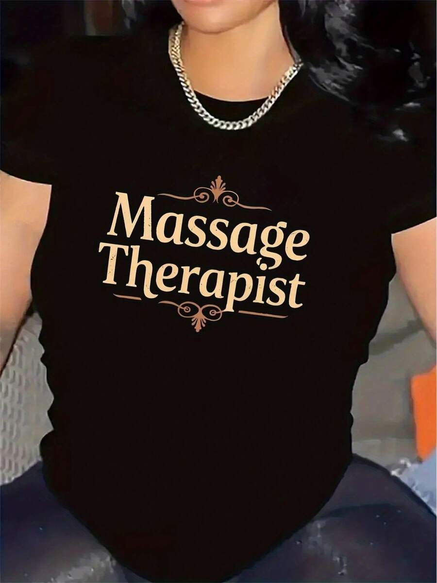 Camiseta de poliéster para masajistas: duradera, ligera, ideal para entornos de spa, ajuste cómodo, perfecta para uso profesional en salas de relajación, tela suave, diseño elegante. - Negro - Ver 1