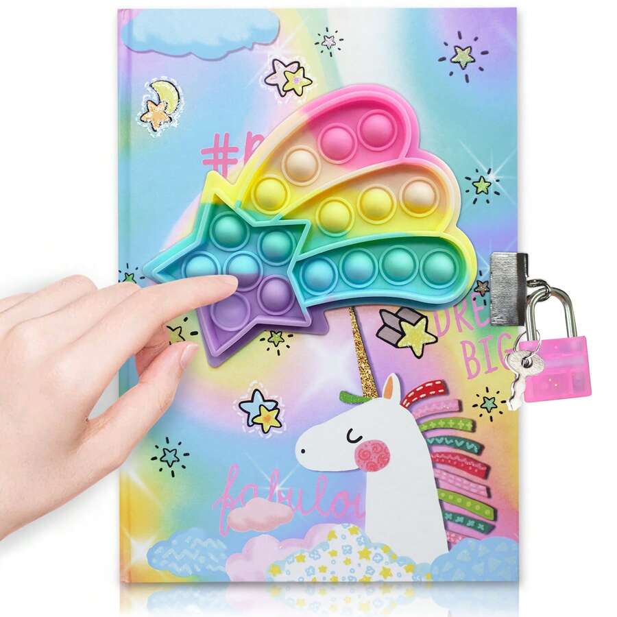 1pc Hardcover Notebook, 3D Stereo Decor Design, Lined Inner Page Private Diary, Small Notepad For Writing & Drawing, Daily School Subject Notebook School Supplies - Meteor - View 1