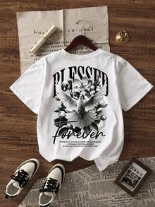 Men's Simple And Versatile Graphic Print Short Sleeve T-Shirt - White - View 3