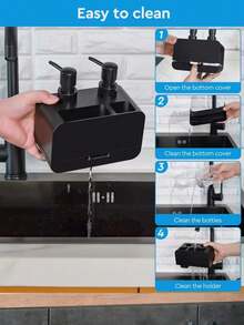 1个双头按压式皂液器 - 可重复灌装皂液器,适用于厨房、浴室和商业用途 - 适用于皂液、乳液、洗涤剂等 - 节省空间设计,易于清洁 - A - 查看 6