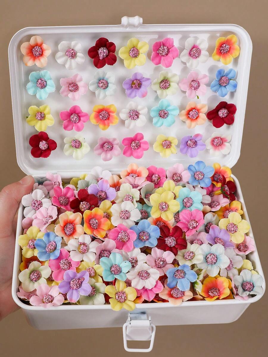 30pcs Assorted Fabric Flower Hair Clips, Minimalist Style Hair Accessories For Girls, Suitable For Daily Use - Multicolor - View 1