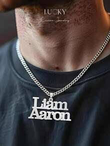 Minimalist Style Rhinestone Engraved Men's 18K Necklace Twisted Rope Personalized Necklace Perfect Gift For Women Customizable Minimalist Daily Style, Product Includes Gift Box, Valentine's Day Gift, Birthday Gift, Father's Day Gift, Daily Gift - Style 1 - View 9