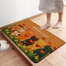 1pc Cat Pattern Printed Linen Kitchen Rug, Doormat, Bath Mat, Hallway Mat, 3D Printed Rectangle Carpet For Living Room, Bedroom, Corridor, Bathroom, Laundry Room - Polyester Rug For Indoor And Outdoor Home Decor - Multicolor - View 8