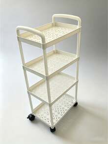 1pc Multi-Function Mobile Storage Rack Cart, Suitable For Living Room, Kitchen, Bedroom, Bathroom, Can Store Snacks, Books, Etc. - White - View 11