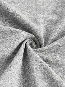 Camiseta casual de mujer de cuello de pico, manga corta y ajustada, versátil - Gris - Ver 3