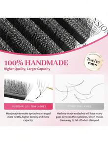 XIUSUZAKI 12 Rows L/LU/M Curl YY 3D 4D 5D W Shape Eyelash Extension Hand Woven Soft Light Natural Lashes Premade Volume Fan Eyelashes - L+ - View 7