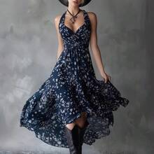 New 2026 Women's Summer Polka Dot V-Neck Maxi Dress - 白色 - 查看 3