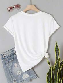Ropa casual de mujer, flash oferta,Con un estampado único, esta prenda cómoda y transpirable es perfecta para el día a día, las vacaciones y las fiestas, lo que la convierte en una opción ideal para la primavera y el verano.Lavable a máquina. Blusas Bonito 100% Algodón - Blanco - Ver 4