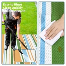 Gaderth Outdoor Rug Mat For Patio,8x10 Plastic Straw Rug,Waterproof Plastic Straw Mats,Modern Striped Outdoor Camping Rugs For Patio,RV,Porch, Deck,Backyard,Balcony,Camping,Trailer - Yellow/blue/green/white - View 9