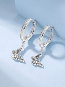 1 đôi bông tai đính đá nơ đinh tán cho nữ, bông tai bạc sterling 925 tinh tế, quà tặng trang sức thanh lịch cho bạn gái - Bướm đinh tán - Xem 3