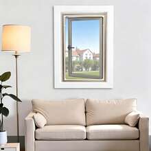 1pc Magnetic Window Screen, Anti-Mosquito Curtain, Self-Adhesive Magnetic Suction Mesh Screen, No Drilling DIY Installation Magnetic Insect Net - White Frame With Gray Grid - View 3