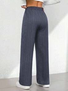 Pantalones capri de pierna ancha con textura de estilo casual de verano - Gris Oscuro - Ver 2