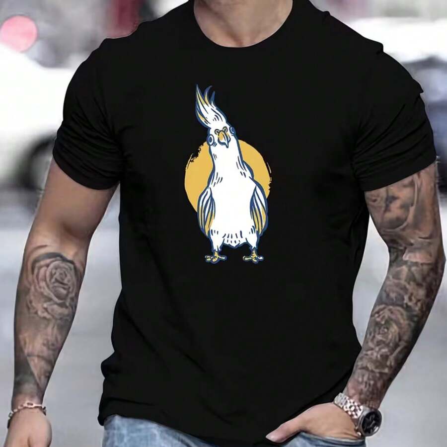 Printed T-Shirt For Men And Women - 黑色 - 查看 1