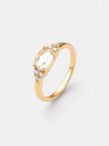 1 chiếc nhẫn Cubic Zirconia thanh lịch, thích hợp làm quà tặng ngày lễ tình nhân cho phụ nữ, đám cưới, đính hôn, trang sức tiệc kỷ niệm ngày lễ tình nhân, mẹ, mẹ, ngày của mẹ, quà tặng - trắng - Xem 1