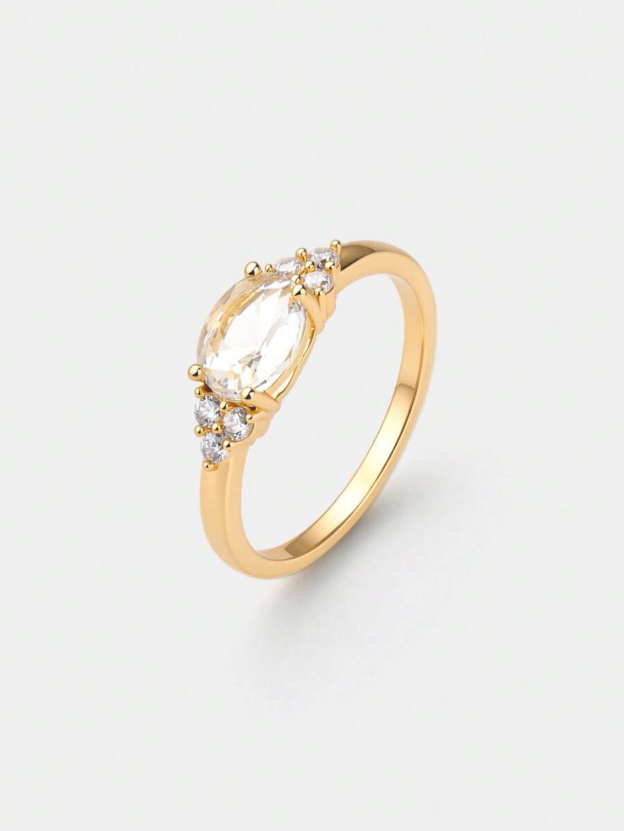 1 chiếc nhẫn Cubic Zirconia thanh lịch, thích hợp làm quà tặng ngày lễ tình nhân cho phụ nữ, đám cưới, đính hôn, trang sức tiệc kỷ niệm ngày lễ tình nhân, mẹ, mẹ, ngày của mẹ, quà tặng - trắng - Xem 1