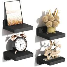 4-Pack Small Floating Wall Shelves, 5-Inch Wooden Shelf For Room Decoration, Mini With 2 Installation Options - Black - View 11