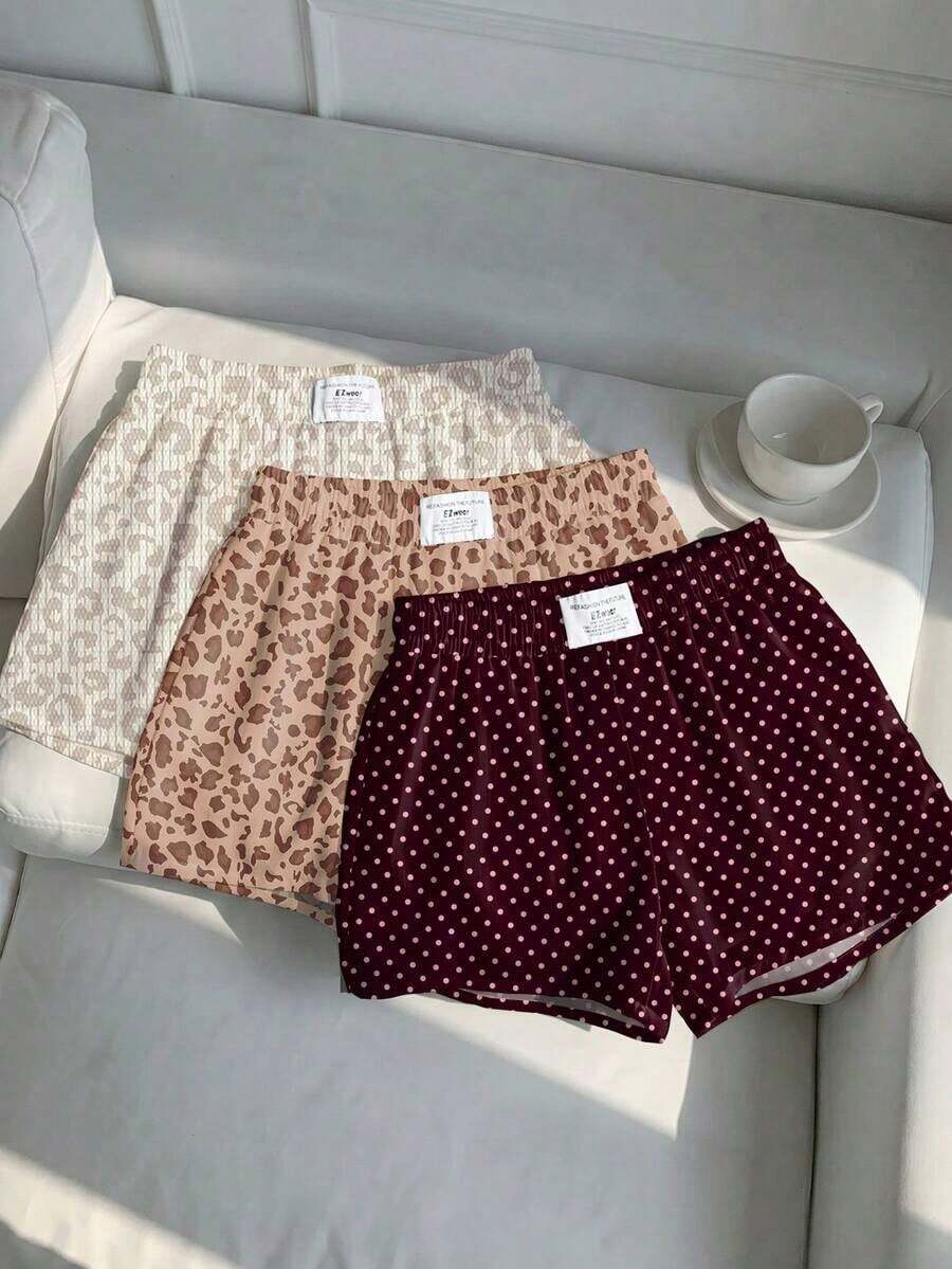 3-Piece Set Of Women's Solid Color And Patterned Shorts - Multicolor 10 - View 1