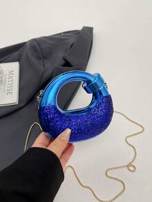 New Acrylic Mini Handbag, Fashion Clutch Purse, Personalized Crescent Moon Shaped Evening Bag With Chain Strap - Multicolor - View 9