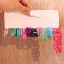 10-40Pairs/Set Acrylic Resin Oversized Hoop Earrings Assorted - Earring Set - View 5