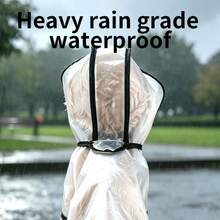 1pc Transparent Dog Raincoat, Full Coverage Button Design Suitable For Small To Medium Dogs, Rainy Day Walking Gear, Dog Raincoat, Transparent Raincoat - Black - View 6