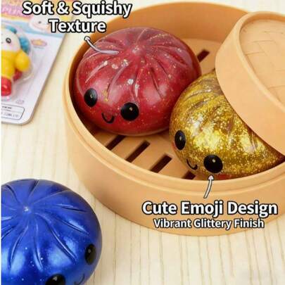 1PC Soft Steamed Bun Squishy – Slow Rebound Realistic Food Toy, Portable Office Stress Relief Fidget(Random Color & Style)