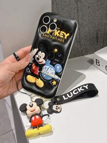 Disney Mickey Mouse Phone Case With Mickey Charm And Lanyard - Cute Mickey Protective Case With Starry Space Themed Background Design, Equipped With Delicate Mickey Decorative Lanyard And Beaded Bracelet For Easy Carrying, Compatible With IPhone 17, 16, 15, 14, 13, 12, 11 Pro Series, Ideal For Birthdays, Holidays, Anniversaries, Graduation Gifts, Or Any Special Occasion To Surprise Family, Friends, Classmates, And Loved Ones. - 白色 - 查看 4