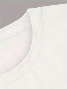 Women's Pure Cotton T-Shirt: Short-Sleeved Women's T-Shirt With A Printed Round Neck. Comfortable, Soft, And Breathable, This Stylish, Modern, And Simple T-Shirt Is Versatile For Everyday Casual Wear. Korean-Style T-Shirt. A Must-Have For Travel And Vacations. Women's Tops. - 白色 - 查看 4