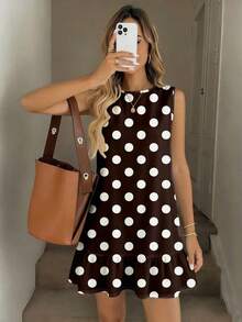 Vestido mini estampado para mujer, adecuado para primavera y verano - Marrón - Ver 6