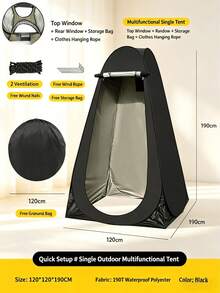 Portable Toilet Set (Including Automatic Pop-Up Privacy Tent) - Extra Large Adult Camping Portable Toilet, Also Serves As Outdoor Shower And Changing Room; One-Click Quick Open, Washable Folding Design, Foldable Toilet Tent Set With Dedicated Storage Bag, Suitable For Camping/Hiking - Multicolor - View 2