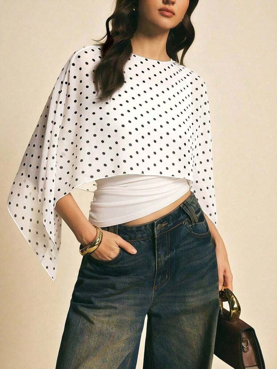 uello chal marrón para mujer, blusas elegantes para mujer, blusas casuales para mujer, apropiada para uso diario, salir, ir y venir en otoño/invierno, blusa de manga de murciélago, blusa marrón café, blusa marrón oscuro - Blanco 2 - Ver 1