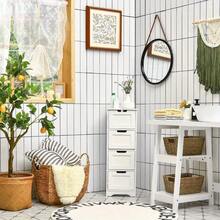 Costway Bathroom Storage Cabinet Freestanding Storage Organizer Side Table, Storage Drawer Units - Blanco - Ver 7