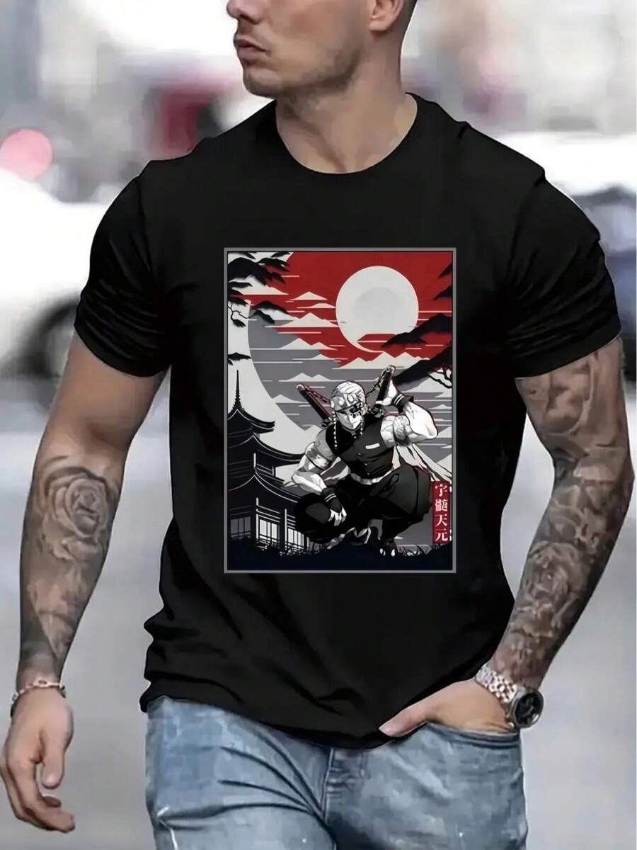 Men's Casual Short Sleeve T-Shirt, 1 Piece, 100% Heavy Cotton - Comfortable Crew Neck, Soft And Adorable T-Shirts, Loose And Comfortable - Back - View 1