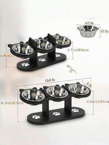 Adjustable Elevated Cat Bowl, 15° Tilted Angle, Suitable For Cats, Puppies And Small Pets. Dog Raised Feeding Station With 3 Stainless Steel Bowls, Adjustable Feeder For Convenient Food And Water Placement. - 720ml - View 3
