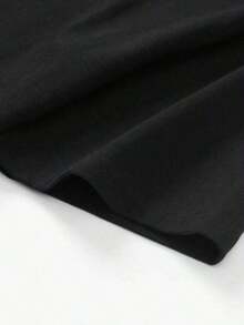 ropa de mujer Camiseta de algodón Y2K de manga corta con estampado gráfico de cita urbana, cuello redondo, corte regular, camisas de mujer - Negro - Ver 4