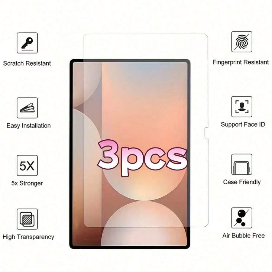 3片装高清白色透明屏幕保护膜,适用于A9PLUS/A9/S7/S8/S9/S10/S10FE/S10FE+/S7FE/S9FE/S9F 10.5英寸/T295系列平板电脑。安装简便,具有高清晰度、高透光率和防刮擦特性,是钢化玻璃材质,可有效防止跌落损伤。既是生日礼物,也是馈赠亲友的理想之选,同时也是一款实用的平板电脑屏幕保护膜和配件。 - 無色 - 查看 1