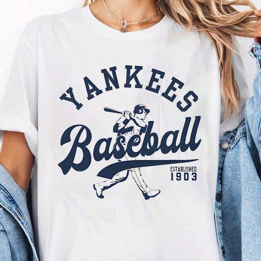 Cute Premium Unisex Casual T-Shirts, New York City T-Shirt, Baseball T-Shirt, New York City T-Shirt - 白色 8 - 查看 1
