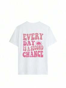 2026 New Cotton-shirtCamiseta de mujer de manga corta y cuello redondo con estampado de letras, casual y holgada, versátil, estilo diario en color blancoLightweight Cotton - Blanco - Ver 6