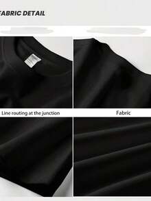 Camiseta de Verano de Manga Corta, Corte Holgado, con Estampado de Letras y Rosa, Unisex, de Algodón HRBS - Negro - Ver 5