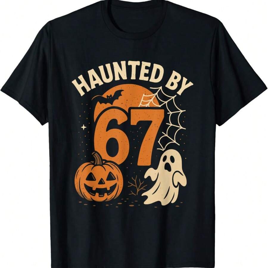 Funny Haunted By 67 Spooky Math Halloween Meme Student Joke T-Shirt - Negro - Ver 1